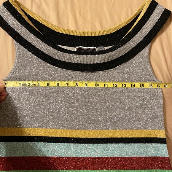 L.A.M.B. Dress Vintage Striped Glitter Tinsel Lamb Wool Dress XL Y2K - Picture 4 of 14